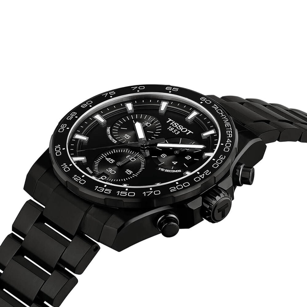 Tissot Supersport Chrono 42mm Black Dial Black PVD Steel Bracelet Watch