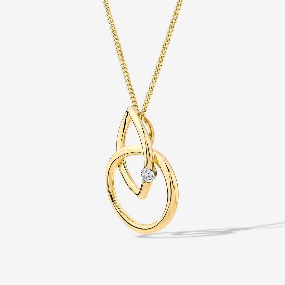 9ct Yellow Gold Open Diamond Interlock Pendant image number 1