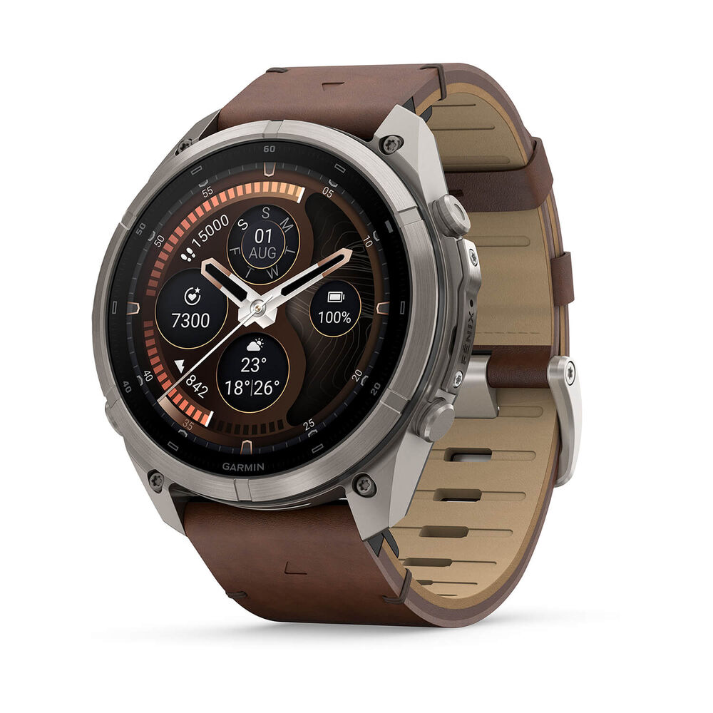 Garmin fenix 9 Pro 51mm Titanium Walnut Leather Strap Watch