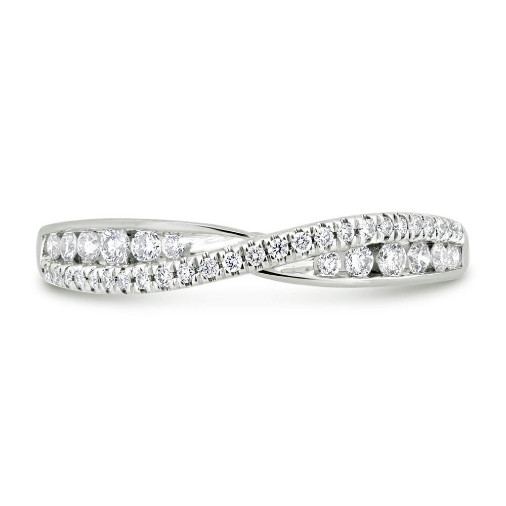 9ct White Gold 0.25ct Diamond Crossover Wedding Ring