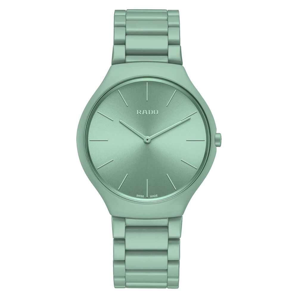 Rado True Thinline Les Couleurs Le Corbusier English Green Dial Strap Watch
