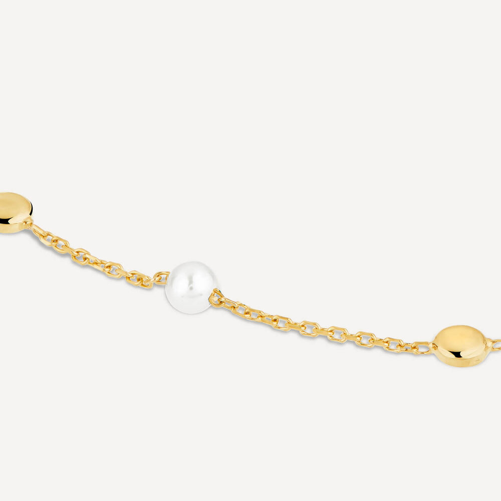 9ct Yellow Gold Pear & Bead Station Bracelet image number 2