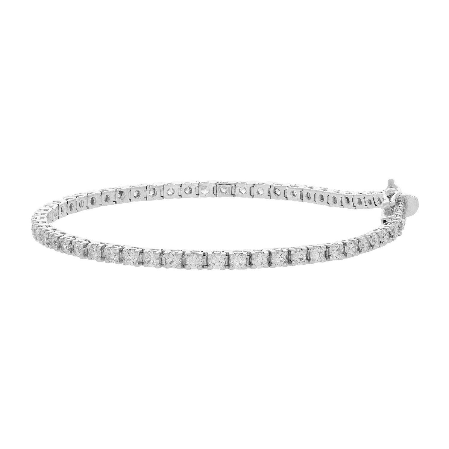 Amazon.com: 14k White Gold 3ct Round-Cut Natural Real Diamond Tennis  Bracelet 7