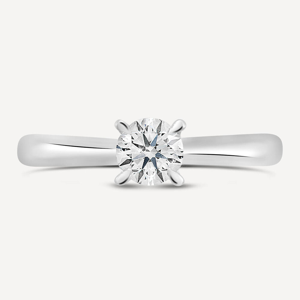 Platinum 0.62ct Round Diamond Four Claw Solitaire Ring image number 1