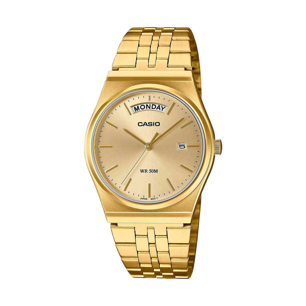 Casio MTP 35mm Gold Dial Gold Tone Stainless Steel Bracelet Watch image number 0