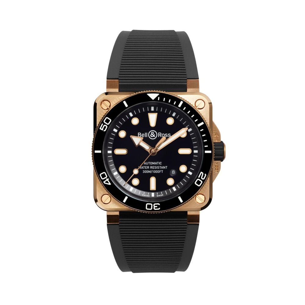 Bell & Ross BR-03 Diver 41mm Black Dial Bronze Case Rubber Strap Watch