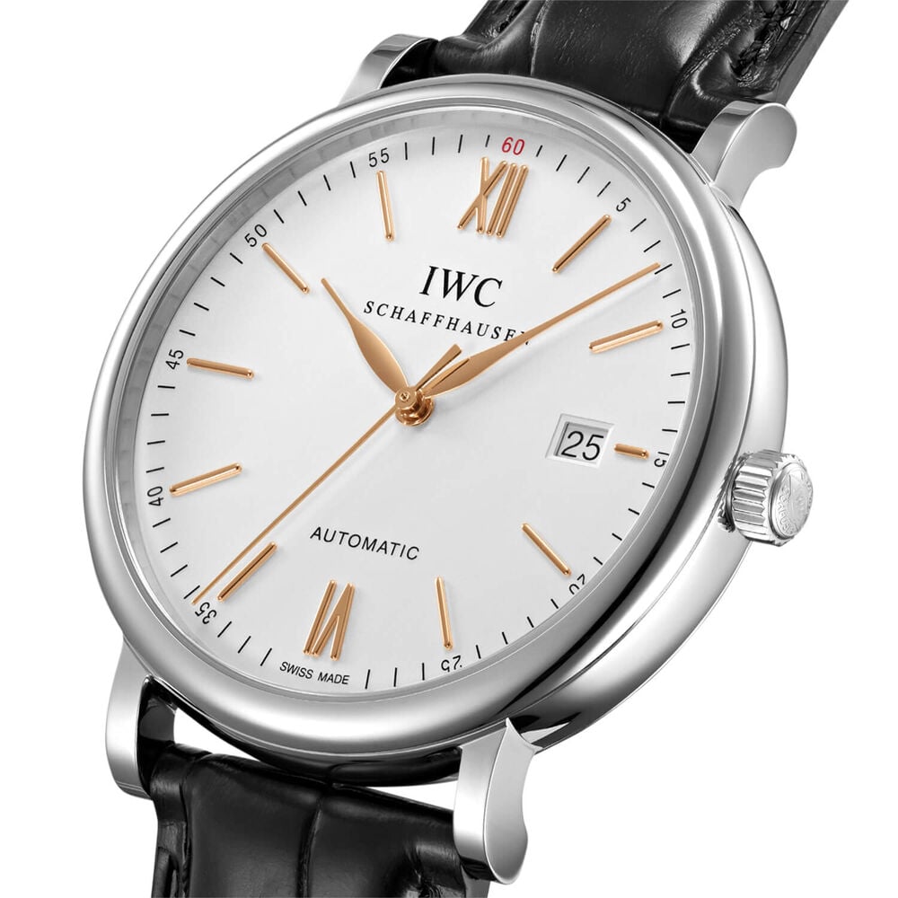 IWC Schaffhausen Portofino Automatic White Dial Black Strap Watch image number 1