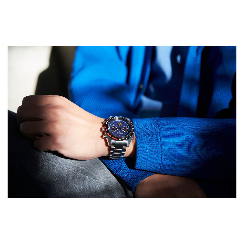Seiko Prospex Speedtimer Solar 39mm Chronograph Blue Dial Steel Case  Bracelet Watch