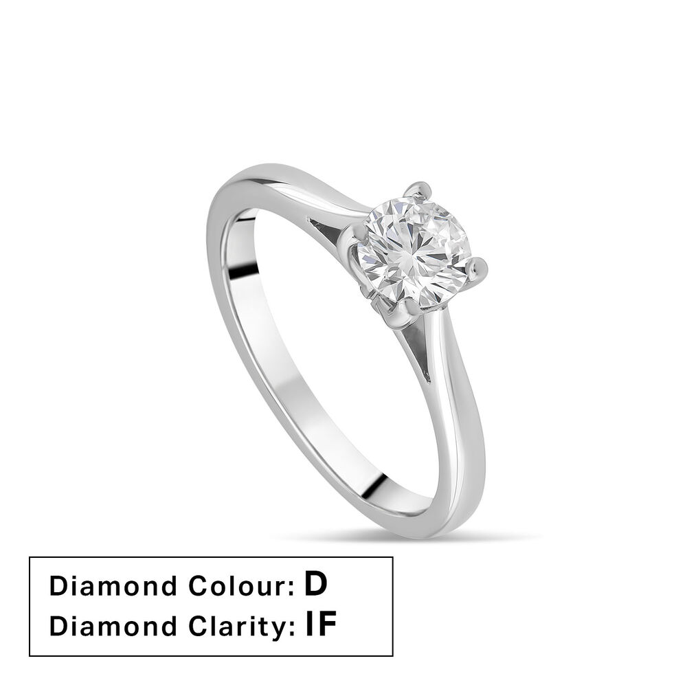 Platinum 0.63ct Round Diamond Four Claw Solitaire Ring