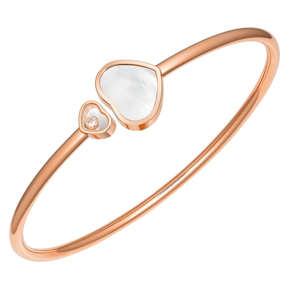 Chopard 18ct Rose Gold Pearl Happy Heart Diamond Bangle image number 0