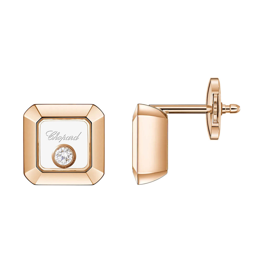 Chopard Happy Diamonds 18ct Rose Gold 0.10ct Single Diamond Stud Earrings image number 1