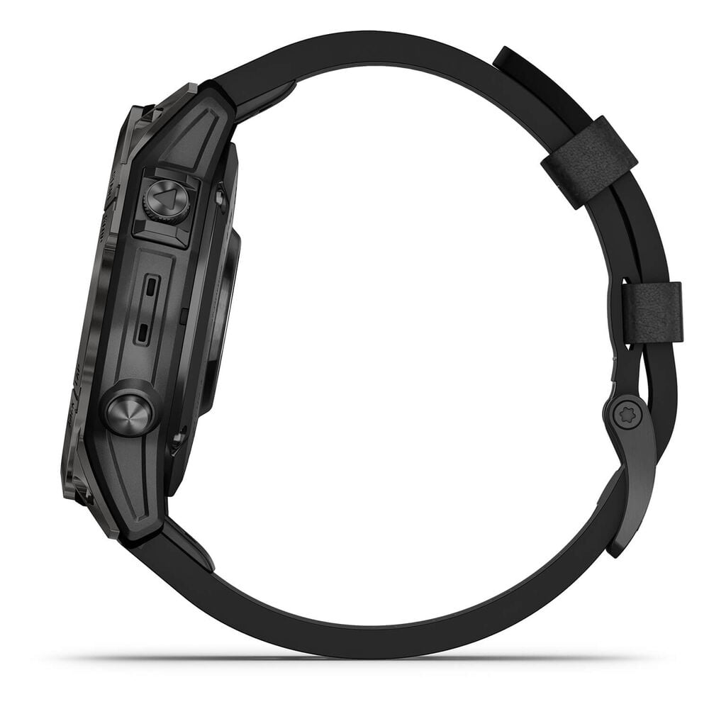 Garmin Epix Pro Gen 2 Sapphire 47mm Carbon Grey DLC Titanium Case Black Leather Strap Watch image number 9