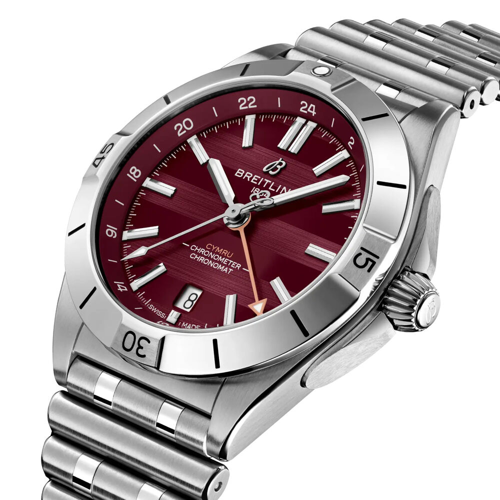 Breitling Chronomat GMT Six Nations Wales 40mm Red Dial Steel Bracelet Watch image number 2
