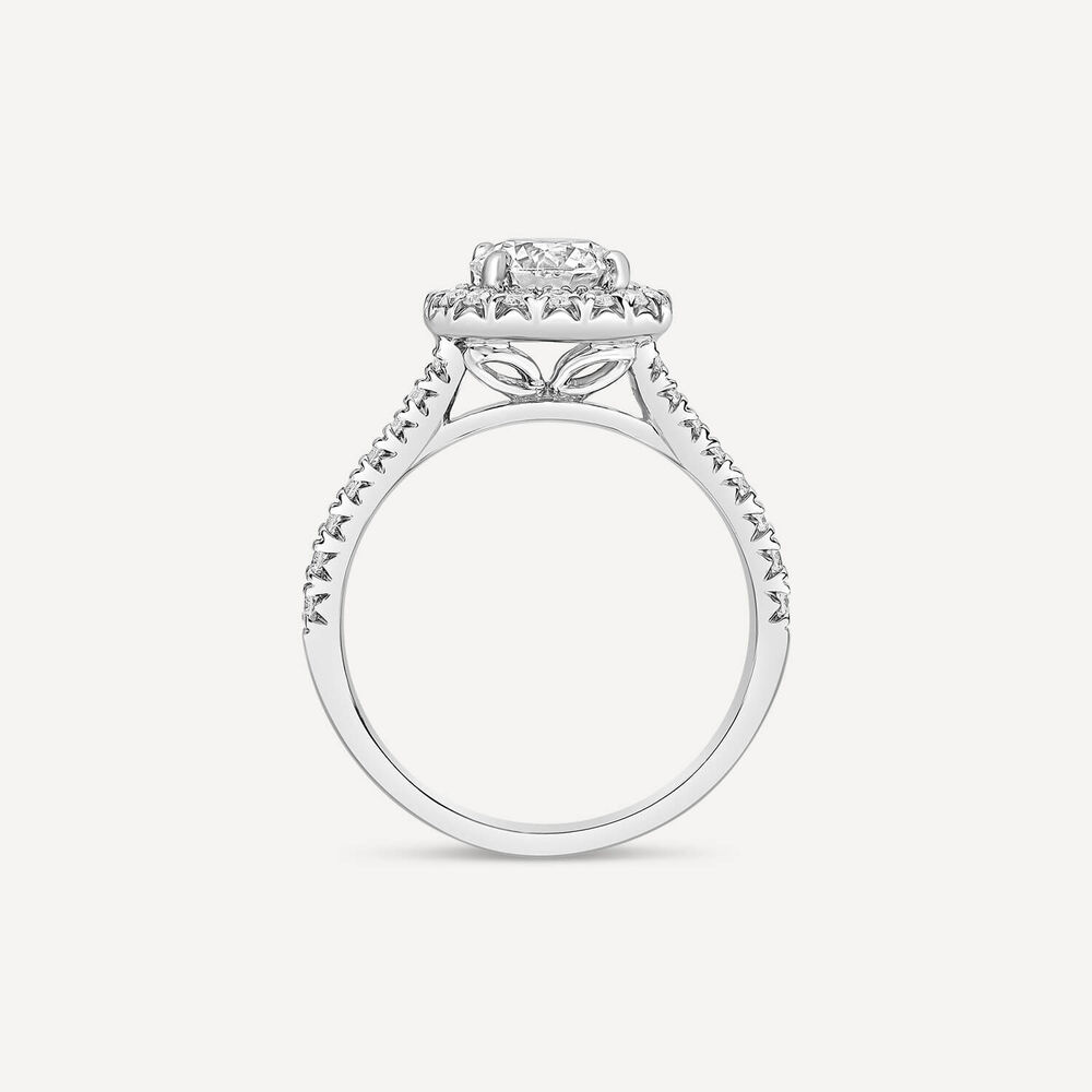 Born Platinum 1.40ct lab Grown Round Halo & Diamond Sides Ring image number 3