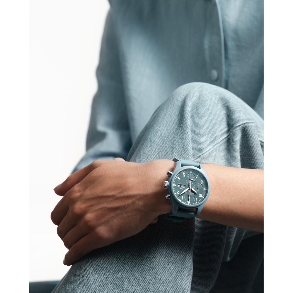 IWC Schaffhausen Pilot's Miramar Chronograph 41mm Blue Dial Ceramic Case Rubber Strap Watch image number 7