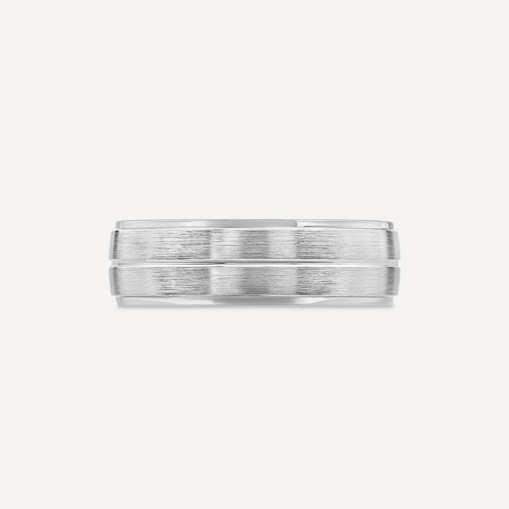 Platinum 6mm Groove Matte Polished Men's Wedding Ring