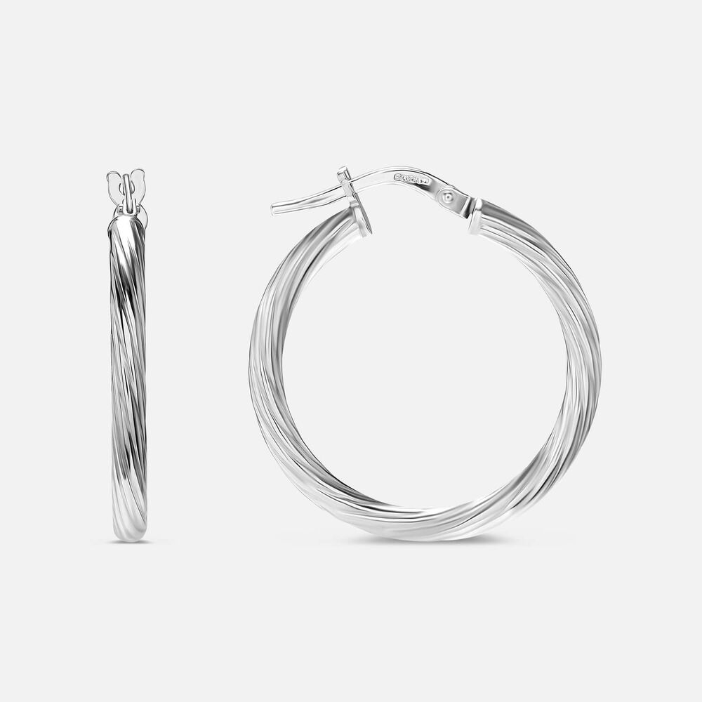 Sterling Silver Twisted Hoop 20mm Earrings