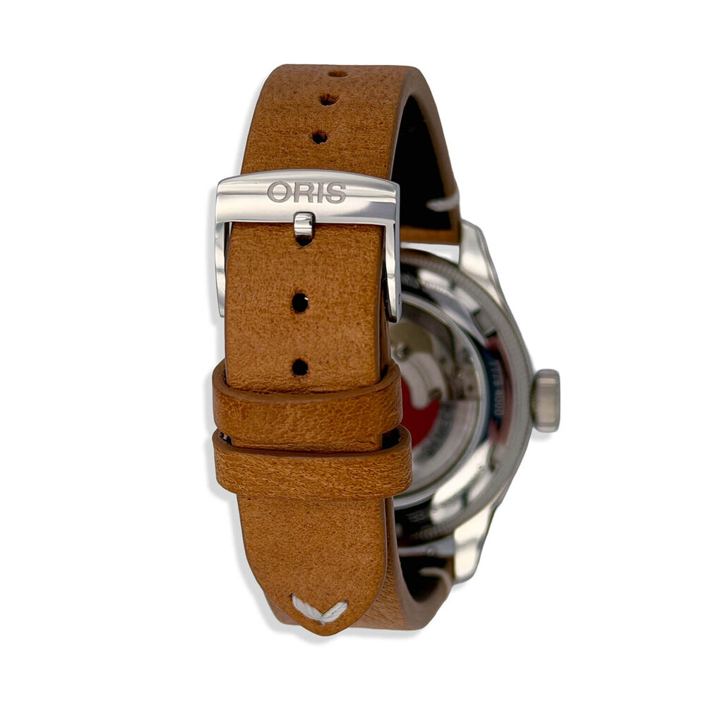 Pre-Owned Oris Big Crown 38mm Green Dial Steel Case Tan Strap Watch