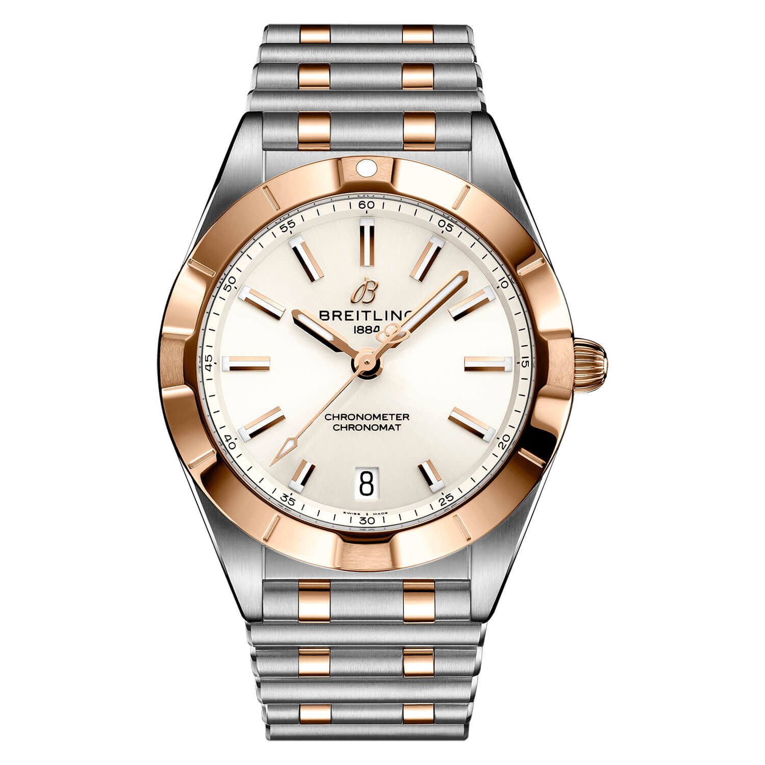 Breitling Chronomat 32mm White Dial Rose Gold Case Watch