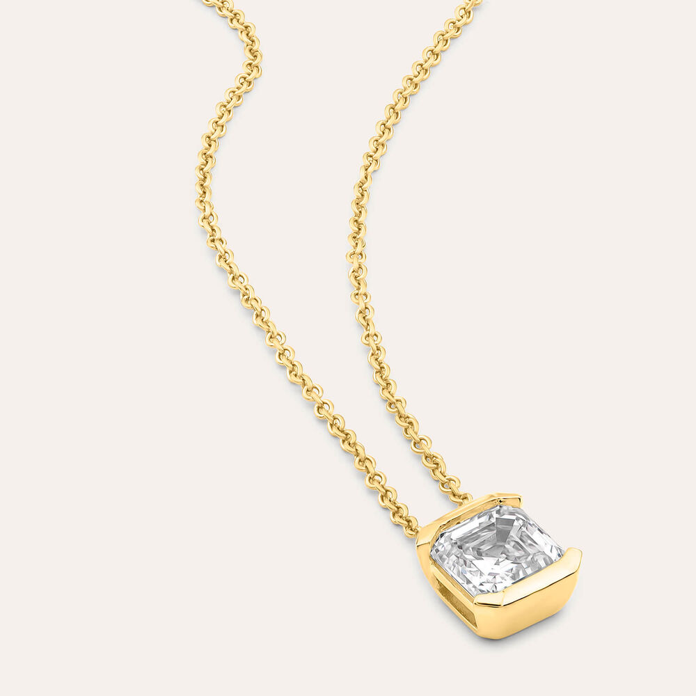 Born 1ct Classic 9ct Yellow Gold Lab Grown 1.00ct Asscher Cut Diamond Pendant