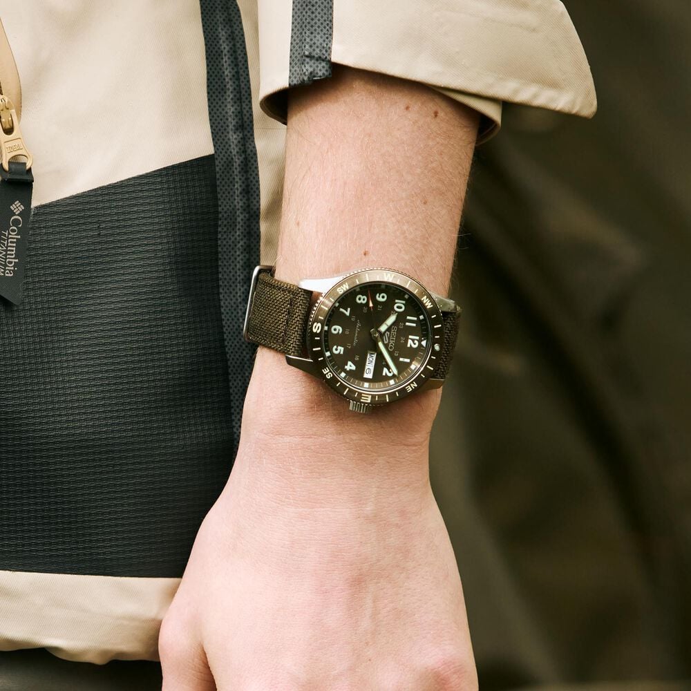 Seiko 5 Sports Field Coyote Brown  41mm Dial Brown Nylon Strap Watch