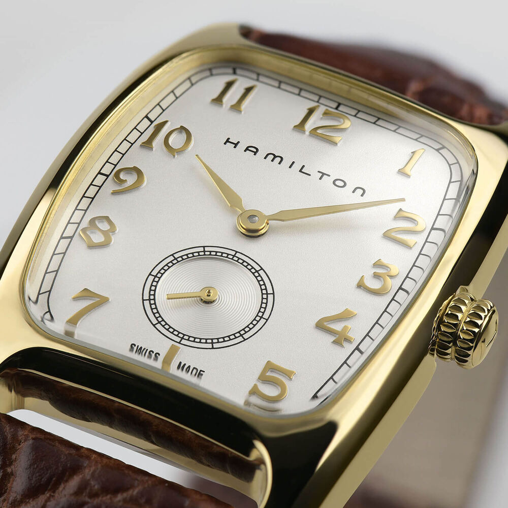 Hamilton American Classic Boulton  Quartz 27mm x 31,6mm White Dial Brown Leather Strap Watch image number 4