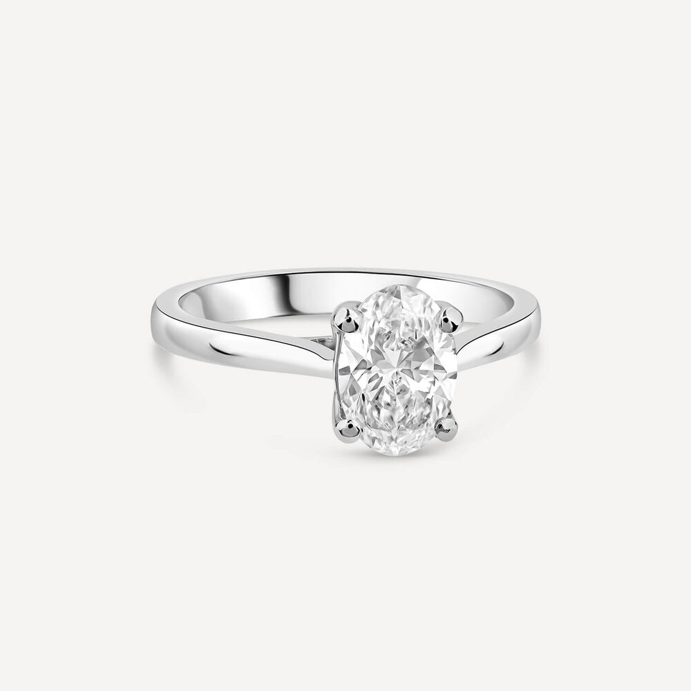 Born Platinum Lab Grown 1ct Oval Solitaire Diamond Ring image number 2