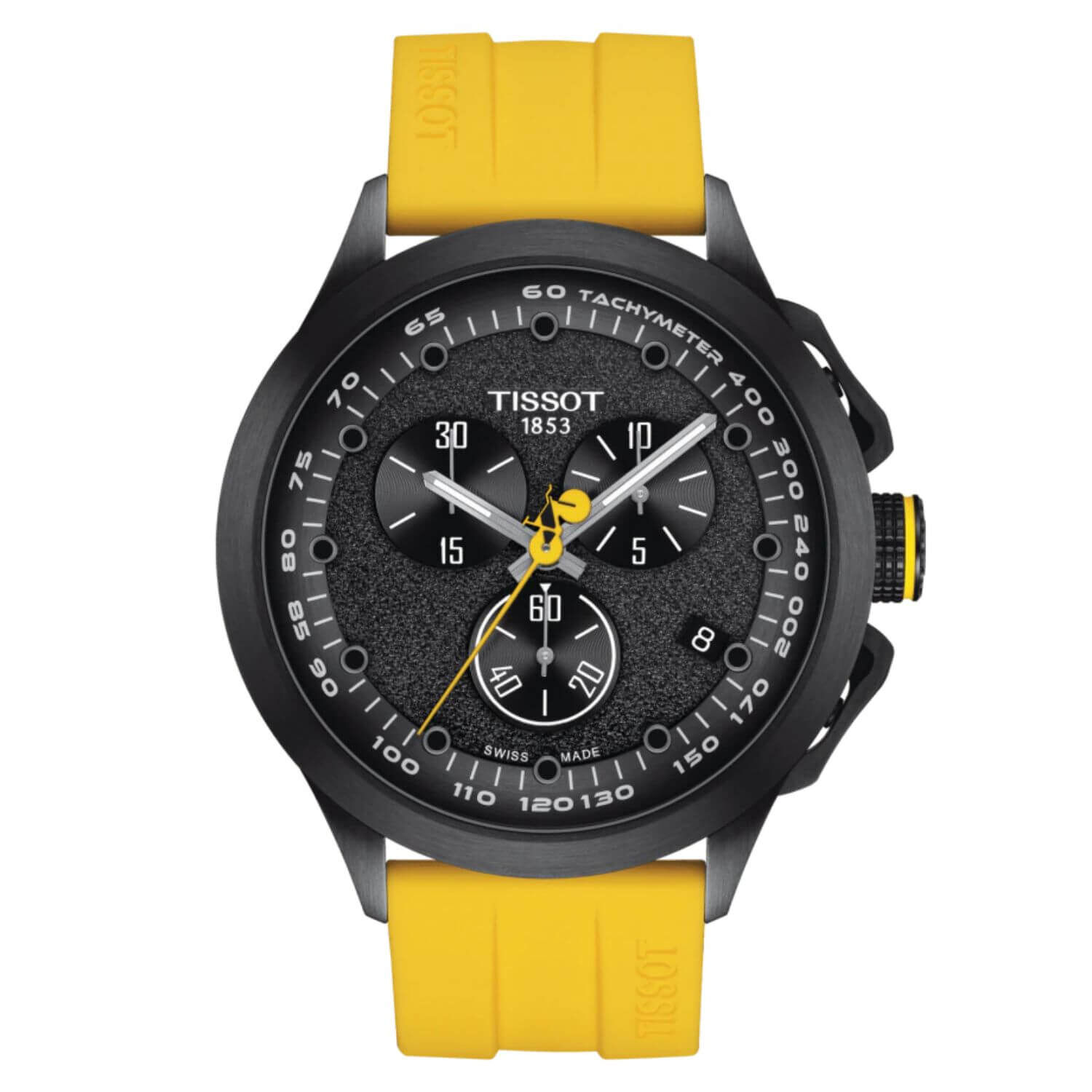 Tissot Cycling Tour De France Black Dial Yellow Strap Watch