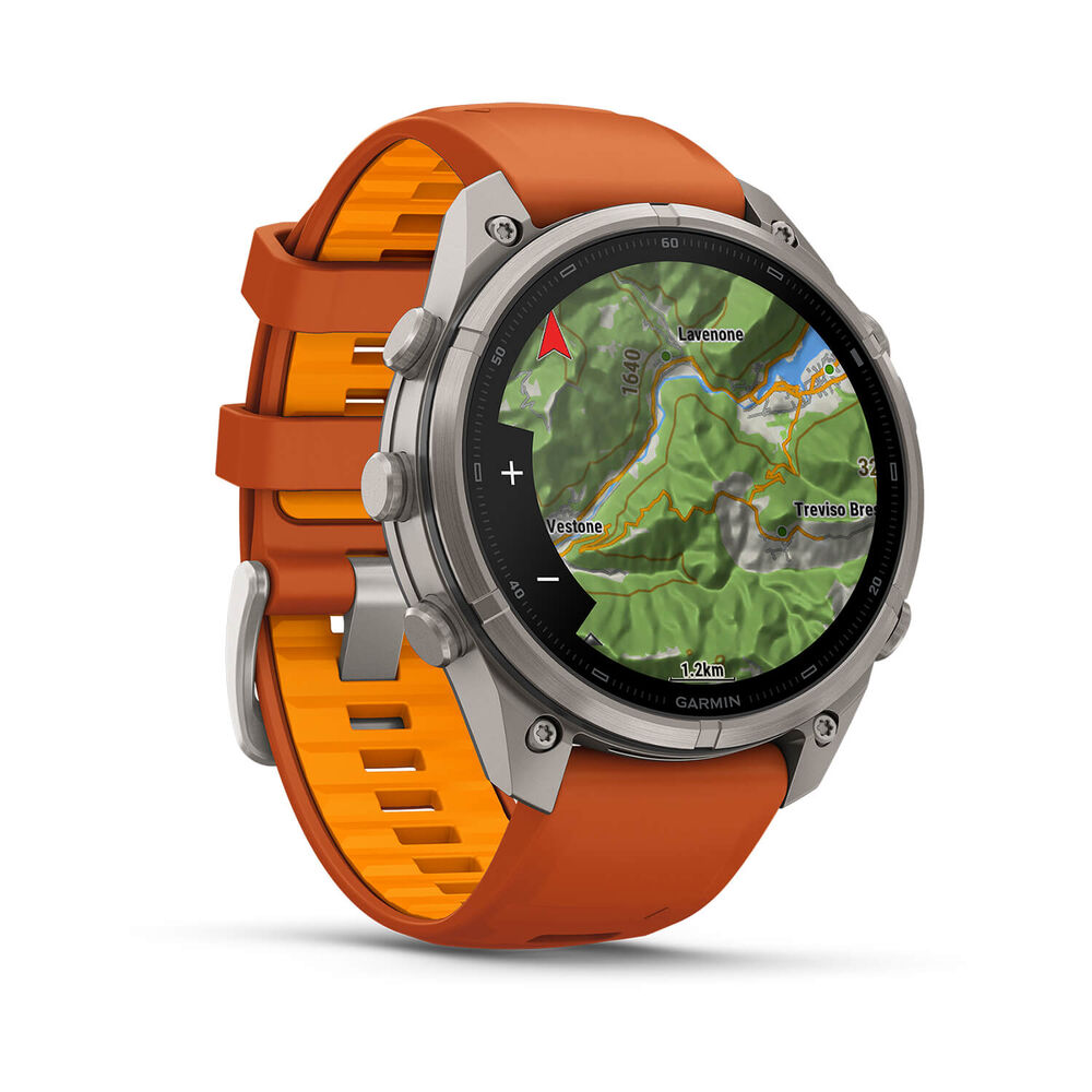 Garmin fenix 9 Pro 47mm Titanium Autumn Orange/Spark Orange Silicone Strap Watch