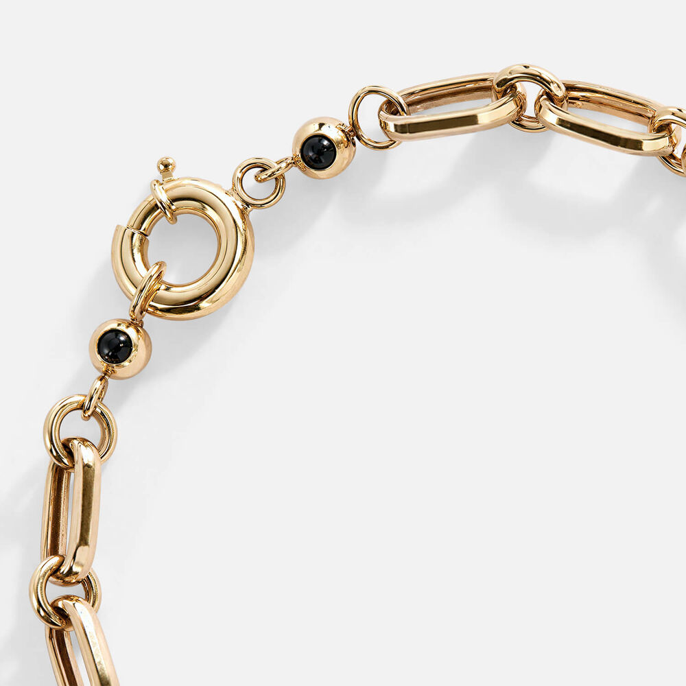 9ct Yellow Gold Oval & Round Link Chain Bracelet