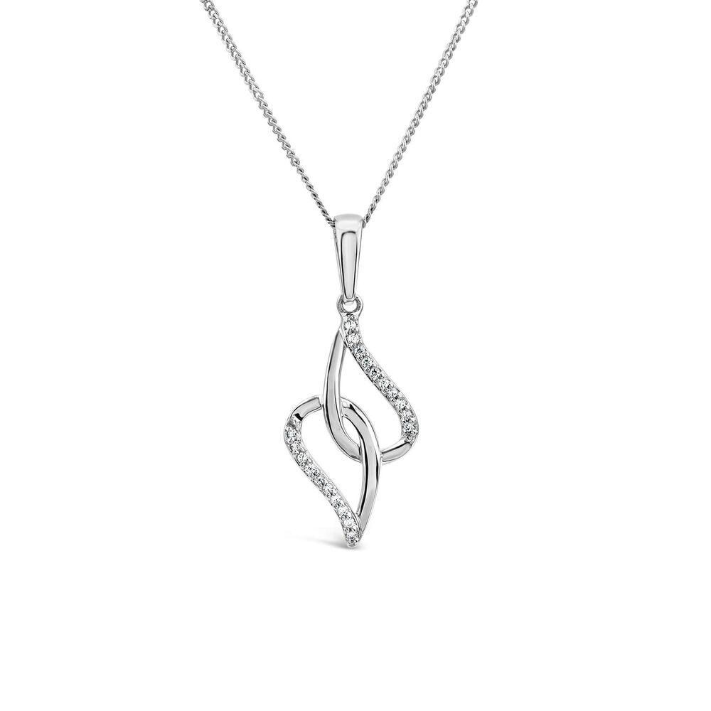 9ct White Gold 0.06ct Diamond Set Teardrop Pendant