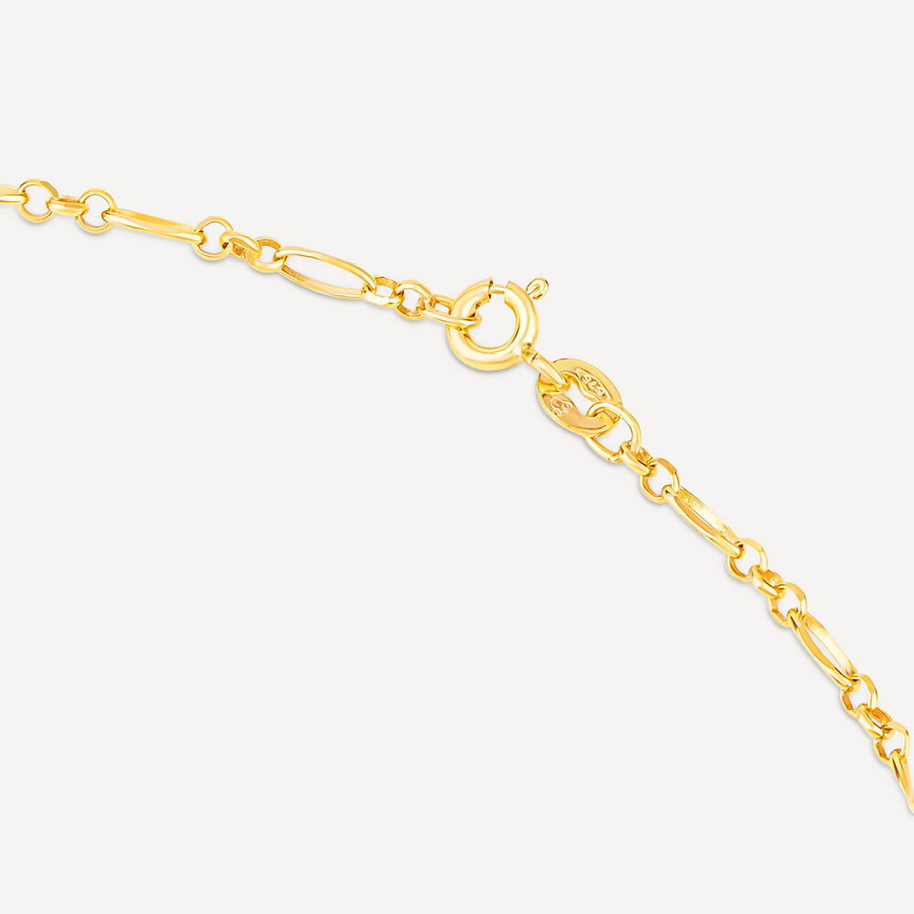 9ct Yellow Gold Diamond Cut Small Figaro Belcher 24 inch Chain Necklet image number 1