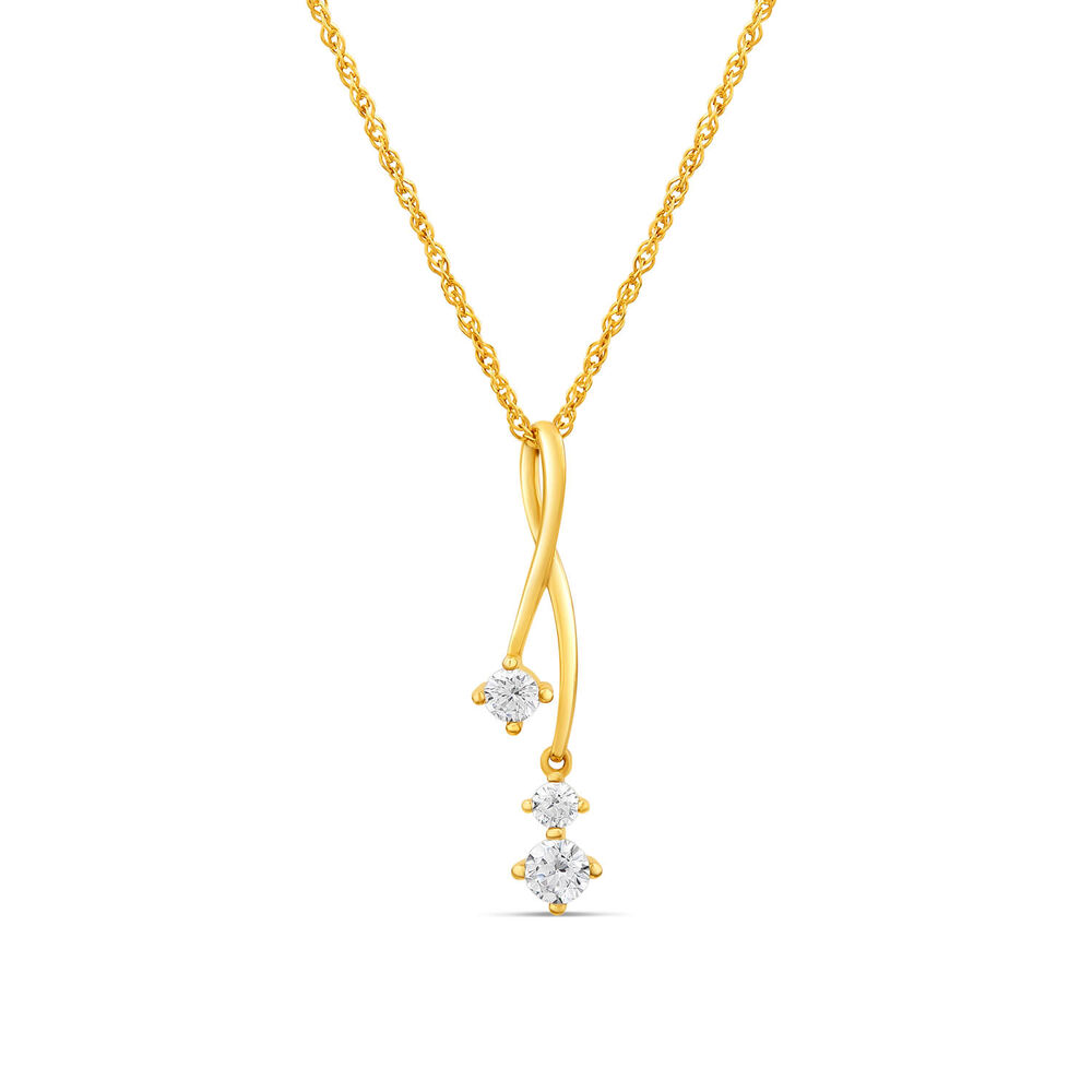 9ct Gold Cubic Zirconia Pendant (Chain Included) image number 0