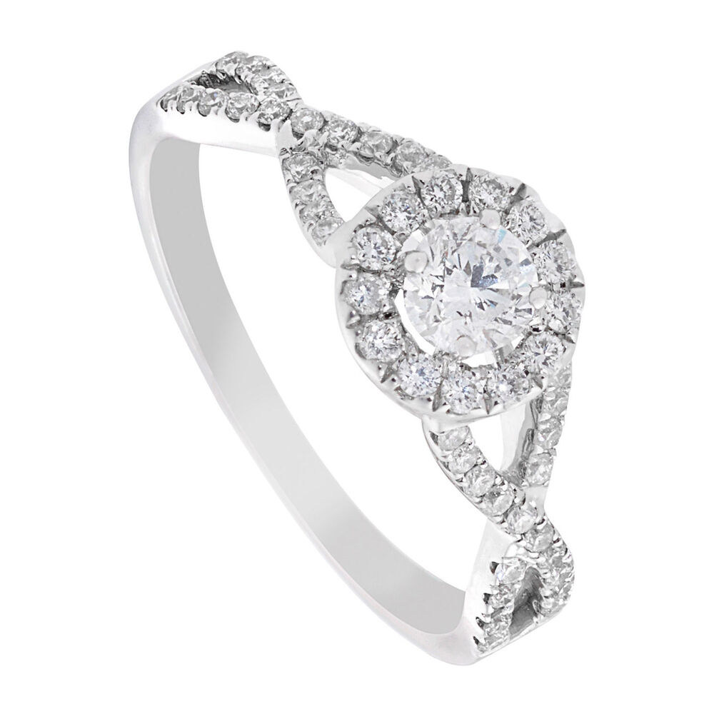 18ct White Gold 0.60 Carat Diamond Crossover Ring image number 0