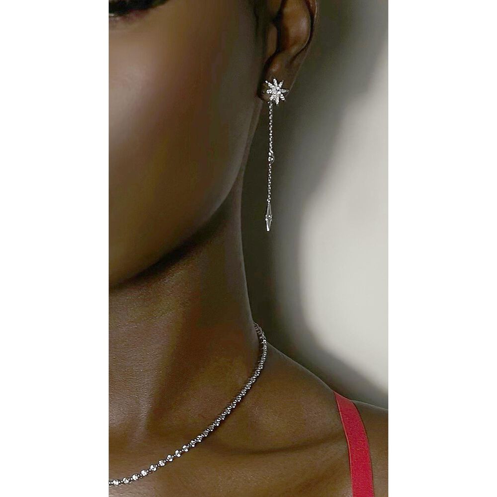 CARAT* London Stella Sterling Silver Nova Double Drop Earrings image number 3