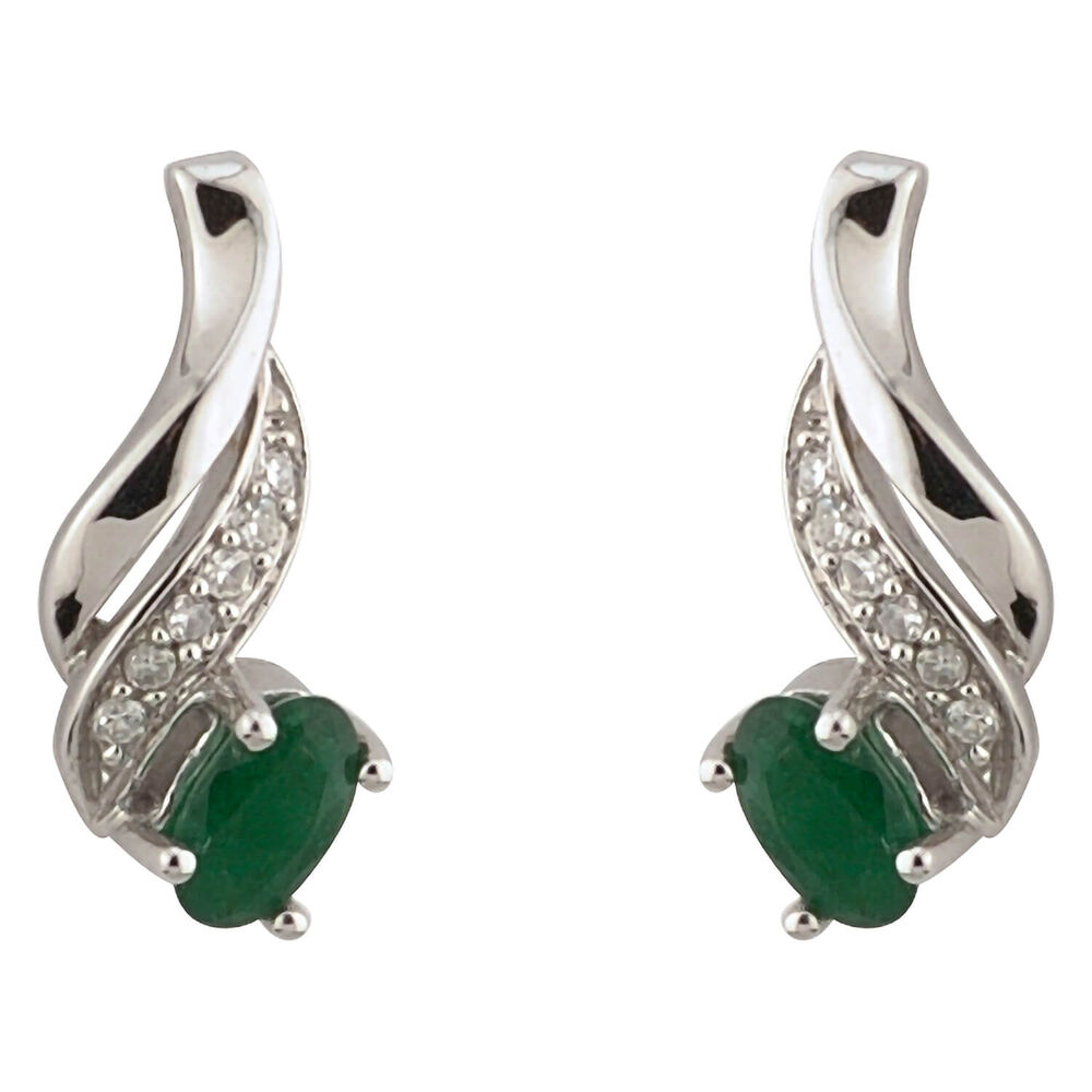 9ct white gold emerald and diamond earrings