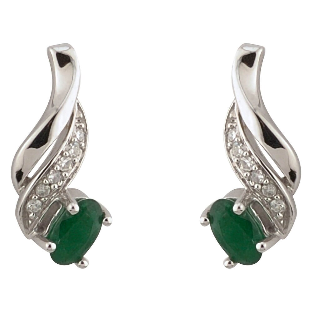 9ct white gold emerald and diamond earrings