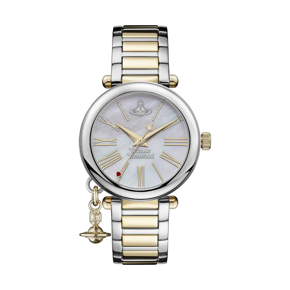 Vivienne Westwood Mother Orb 32mm Mother of Pearl Dial Two Tone Steel Bracelet Watch image number 0