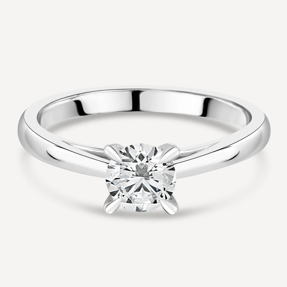 Platinum 0.61ct Round Diamond Four Claw Solitaire Ring image number 4