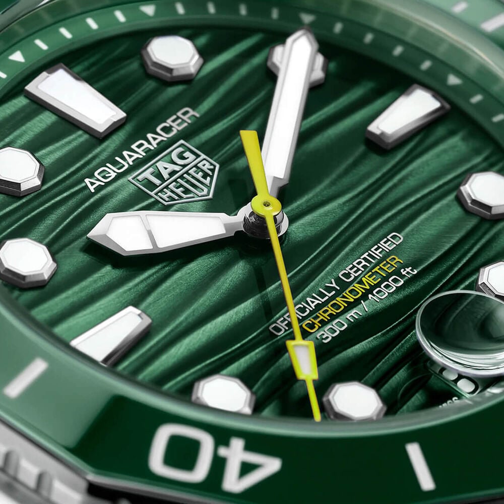 TAG Heuer Aquaracer Professional 300 Date 42mm Green Dial & Ceramic Bezel Steel Bracelet Watch image number 1
