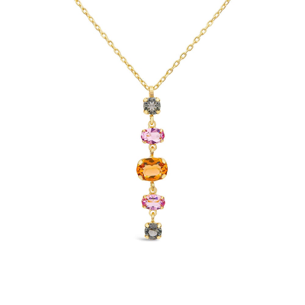 Silver & Yellow Gold Plated Coloured Stones Drop Pendant