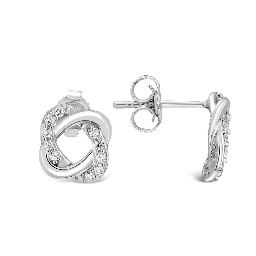 9ct White Gold Cubic Zirconia Stud Earrings image number 2