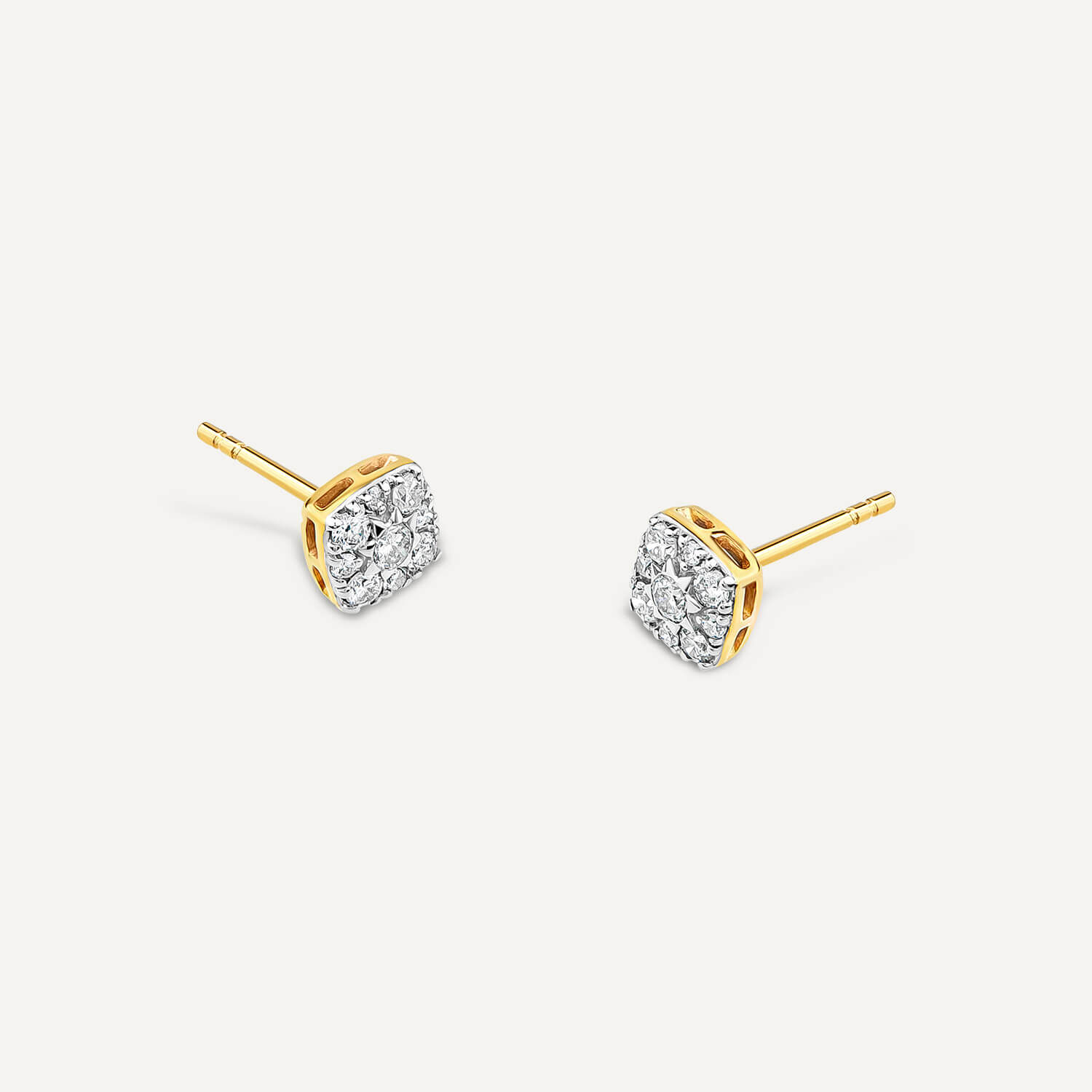 Square cluster best sale diamond earrings