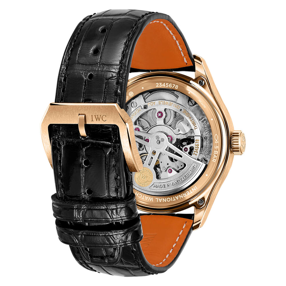 IWC Schaffhausen Portugieser Automatic 40 Obsidian Dial 18ct 5N Gold Case Leather Watch image number 3