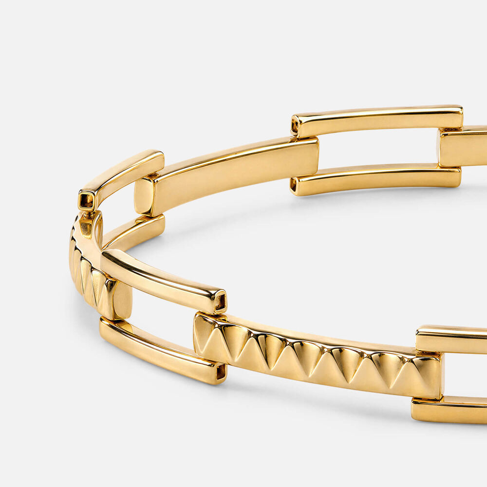 Yellow Gold Plated Vermeil Sterling Silver Patterned Bar Bracelet