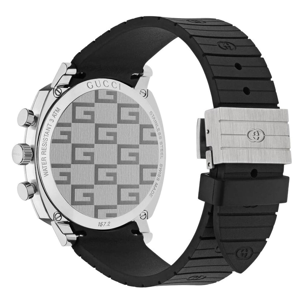 Gucci Grip Chronograph Black & Steel Dial Black Rubber Strap Watch image number 2
