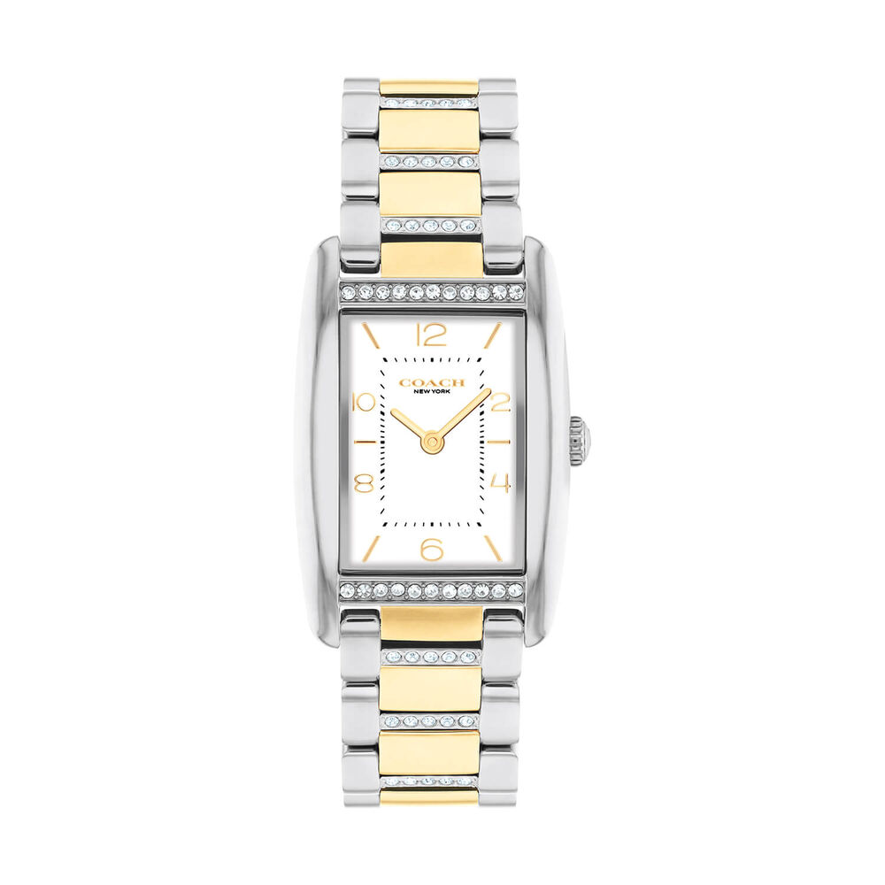 Coach Reese 24mm White Dial Crystal Set Two Tone Bracelet Watch