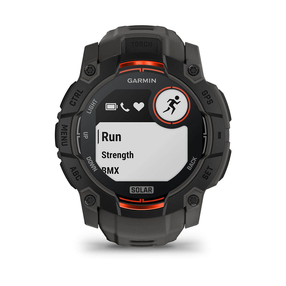 Garmin Instinct 3 Solar 50mm Black Bezel Charcoal Silicon Strap Watch image number 6