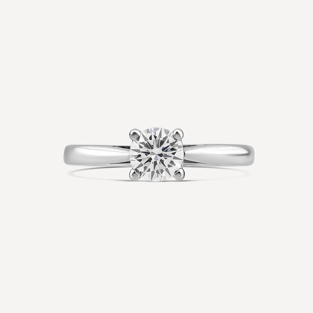 Platinum 0.63ct Round Diamond Four Claw Solitaire Ring image number 1