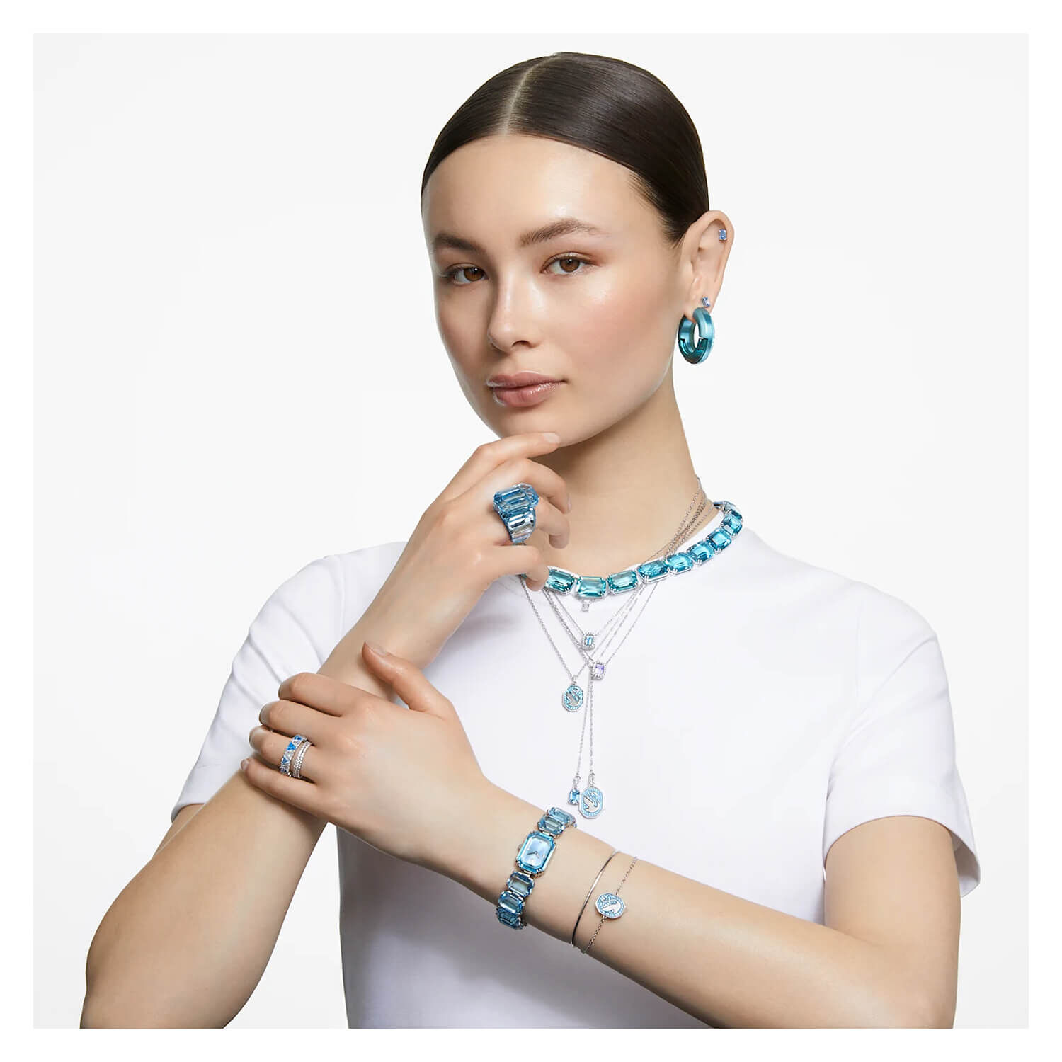 Swarovski Millenia Blue Stone Cubic Zirconia Necklace at Fraser Hart